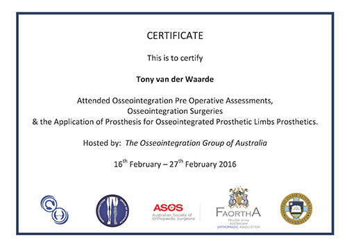 Osseointegration Certificate